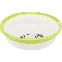 Trixie Voer En Waterset Op Standaard - Voer/Waterbak - Ø13 cm Wit Groen Zwart 2 stuks