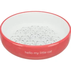 Trixie Voer/Waterbak Hello My Little Cat Keramiek - Kattenvoerbak - Ø15 cm 339 g Oranje Wit