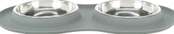 Trixie Voer/Waterbak-Set Siliconen/Rvs - Kattenvoerbak - Ø16 cm 471 g Grijs