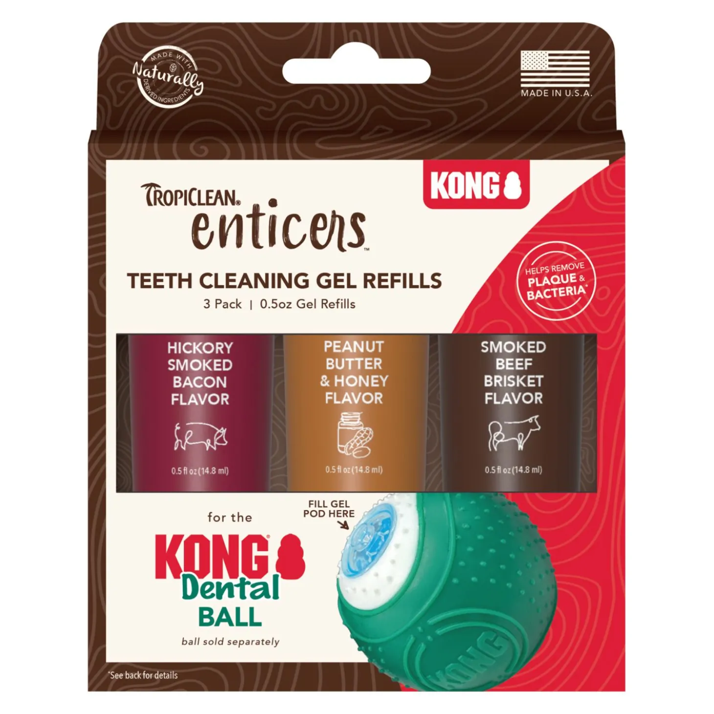 Tropiclean Enticers Teeth Cleaning Gel - Gebitsverzorging - Pindakaas Bacon Rund