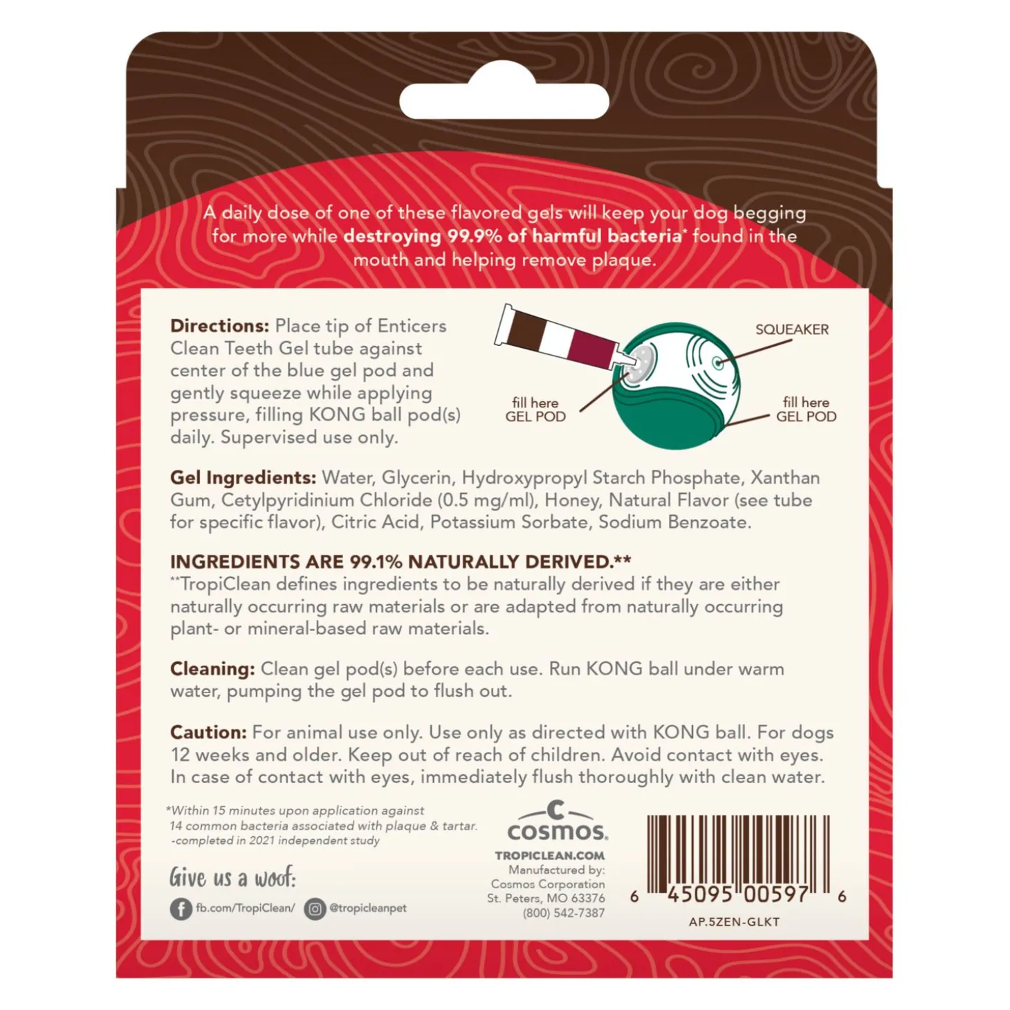 Tropiclean Enticers Teeth Cleaning Gel - Gebitsverzorging - Pindakaas Bacon Rund