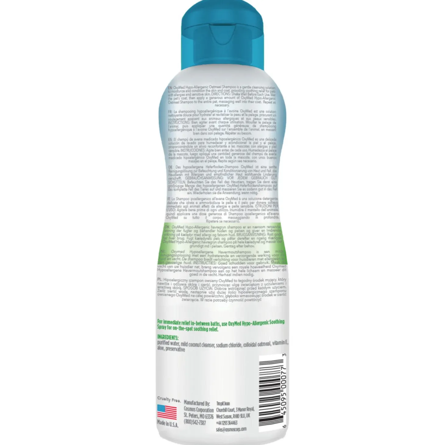 Tropiclean Oxy-Med Hypo-Allergenic Shampoo - Hondenvachtverzorging - 355 ml
