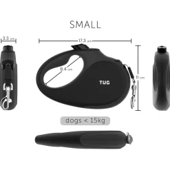 Tug Tug 360° Rollijn - Hondenriem - 5 m Zwart Grijs Tot < 16 Kg S