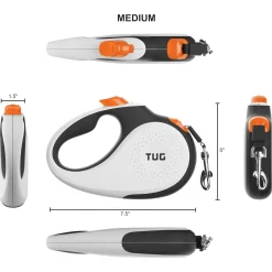 Tug Tug 360° Rollijn - Hondenriem - 5 m Wit Oranje Tot < 25 Kg M