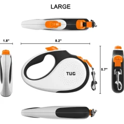 Tug Tug 360° Rollijn - Hondenriem - 5 m Wit Oranje Tot <  50kg L