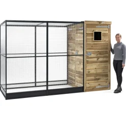 Voldux Volière Thomas Rechts - Vogelverblijven - 289x120x190 cm Bruin