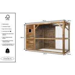 Voldux Volière Toon Links - Vogelverblijven - 300x120x190 cm Natural