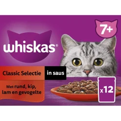 Whiskas 7+ Classic Selectie In Saus Maaltijdzakjes Multipack - Kattenvoer - 12x85 g