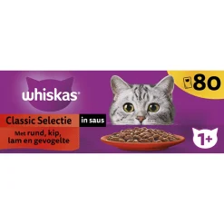 Whiskas 1+ Classic Selectie In Saus Maaltijdzakjes Multipack - Kattenvoer - 80x85 g