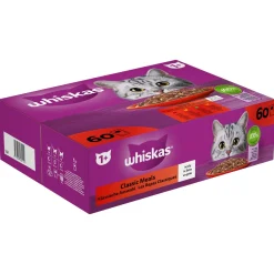 Whiskas 1+ Classic  Selectie In Gelei Maaltijdzakjes Multipack - Kattenvoer - Rund Kip Lam 60x85 g