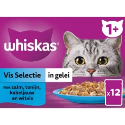 Whiskas 1+ Selectie In Gelei Maaltijdzakjes Multipack - Kattenvoer - Vis 12x85 g