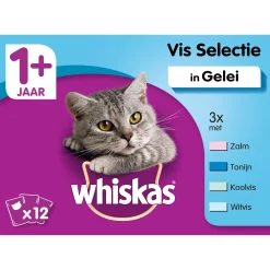 Whiskas 1+ Vis Selectie In Gelei Maaltijdzakjes Multipack - Kattenvoer - 12x100 g