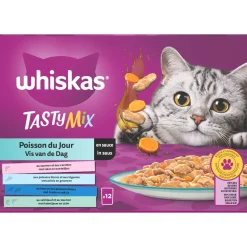 Whiskas 1+ Vis Van De Dag In Saus Maaltijdzakjes Multipack - Kattenvoer - Vis 12x85 g