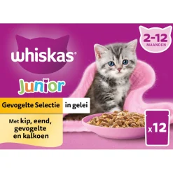 Whiskas Junior Selectie In Gelei Maaltijdzakjes Multipack - Kattenvoer - Kip Eend Kalkoen 12x85 g