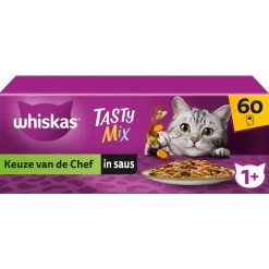 Whiskas Tasty Mix Keuze Van De Chef In Saus Maaltijdzakjes - Kattenvoer - 60x85 g