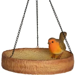 Wildbird Roodborst Op Hangende Voederschaal - Voersilo - Ø20x9 cm