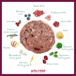Wolfork №8 Senior Compleet Kipvrij - Diepvriesvoer - Rund Kalkoen Hert 1.8 kg Kipvrij