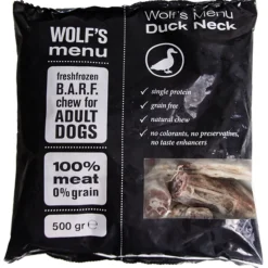 Wolf's Menu Duck Neck - Diepvriesvoer - Eend 500 g