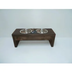 Wood Musthaves Dubbele Voerbak Hout Bruin - Hondenvoerbak