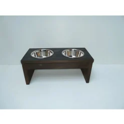 Wood Musthaves Dubbele Voerbak Hout Bruin - Hondenvoerbak