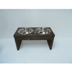 Wood Musthaves Dubbele Voerbak Hout Bruin - Hondenvoerbak