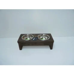 Wood Musthaves Dubbele Voerbak Hout Bruin - Hondenvoerbak