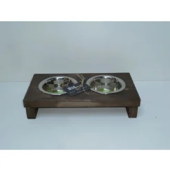 Wood Musthaves Dubbele Voerbak Hout Bruin - Hondenvoerbak