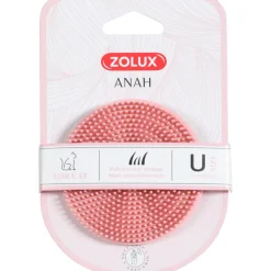 Zolux Anah Cat Rubber Borstel - Kattenvachtborstel - Ø7.7x3 cm Pink Wit For Cat. Short And Medium Coats