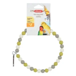 Zolux Parelketting Hout - Vogelspeelgoed - 20x20 cm Grijs Beige Groen