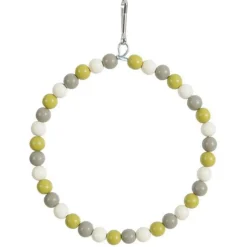 Zolux Parelketting Hout - Vogelspeelgoed - 20x20 cm Grijs Beige Groen